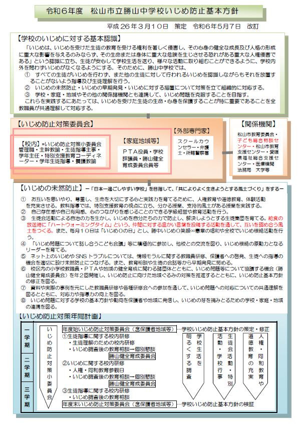 いじめ基本方針①